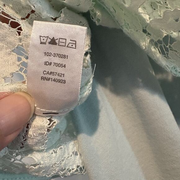 Sheer Lace Top w/ Cami Petite XXSP Seafoam Green Cottage Coquette 2 Piece Set - Picture 10 of 16